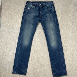 Men 501  Faded Levi Denim Blue Jeans Size 34 x 36 Button FLy